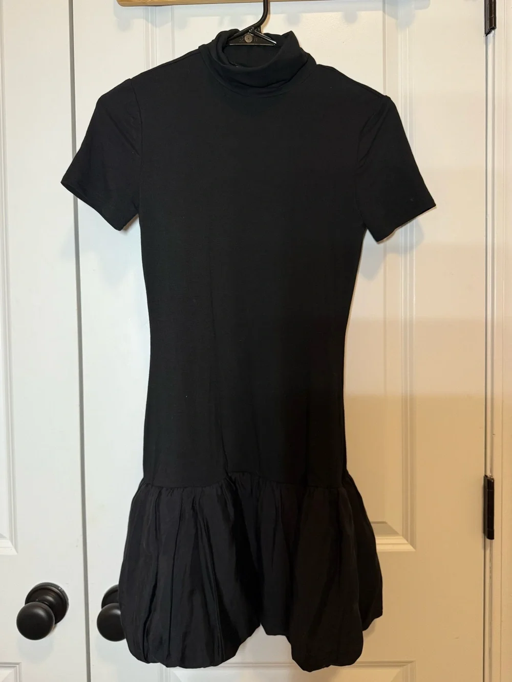 Reformation | Dana Black Knit Dress Short Sleeve Turtleneck Mini | Size XS